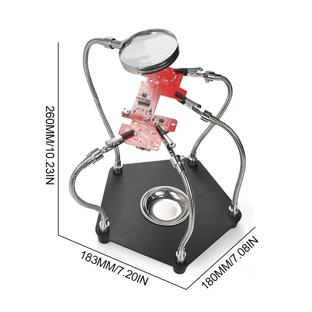 Table Soldering Helping Hands with 3X LED Magnifying Lamp  Magnifier For PCB Board Weld Repair Soldering Station Third Hand Tool