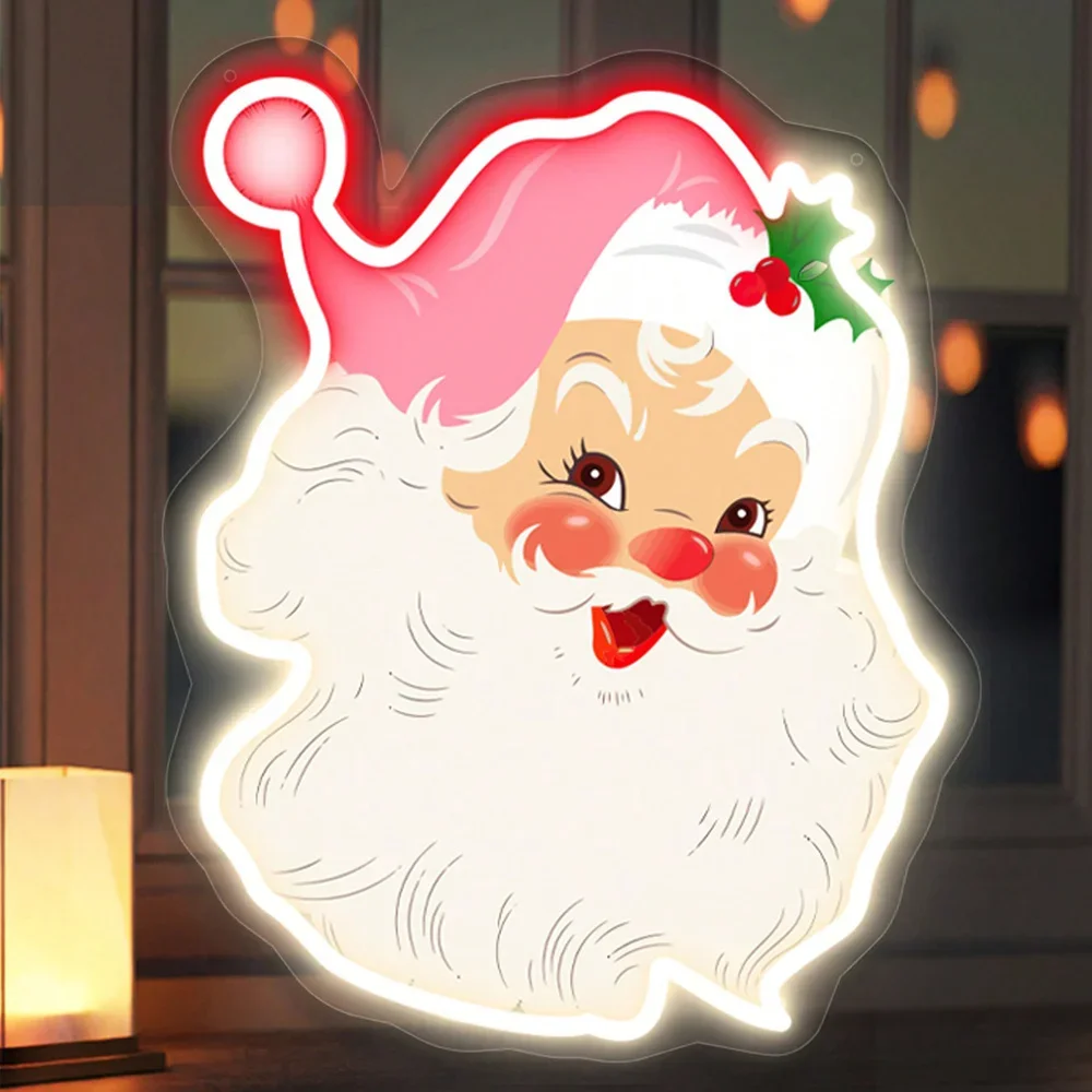 

Santa Claus Neon Sign Christmas Neon Light Dimmable LED for Birthday Home Office Party Ideal Festive Wall Decor Holiday Gift