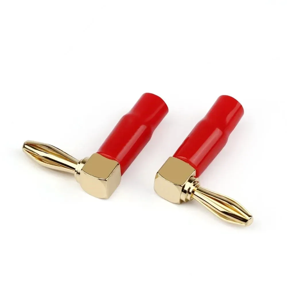 Speaker 90 Banana Plug Degree Audio Connector 6mm Solder Wire Connectors Gold Plated Speaker Terminals Jack Adapter Red Black