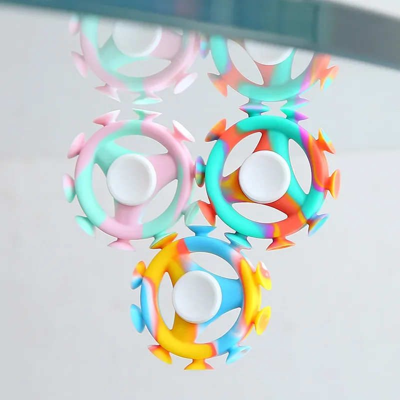 Children Silicone Fidget Spinners Toy with Suction Cup Sensory Stress Relief Toys for Adults Kids Sucker Darts Hand Finger Toy