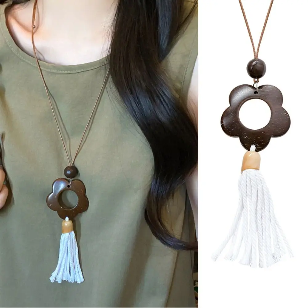 الرجعية العصرية بوهو قلادة طويلة المرأة أزياء أنيقة القبلية البني معلقة القلائد مجوهرات