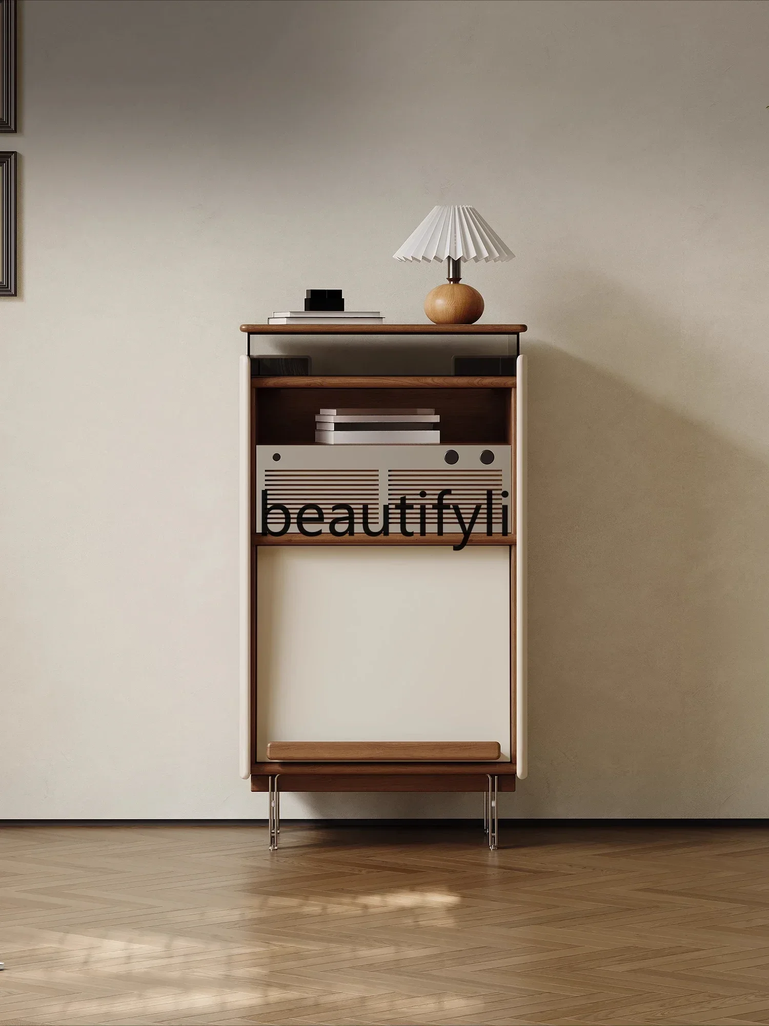

Medieval all-solid wood bucket small apartment living room storage record cabinet sofa side cabinet