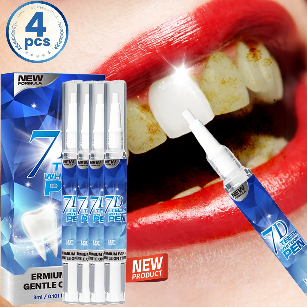 4Pcs*2Ml 7D Pap Rapid Teeth‑Whitening Pen, Hydrogen Peroxide‑Free, Mild & Non‑Irritating
