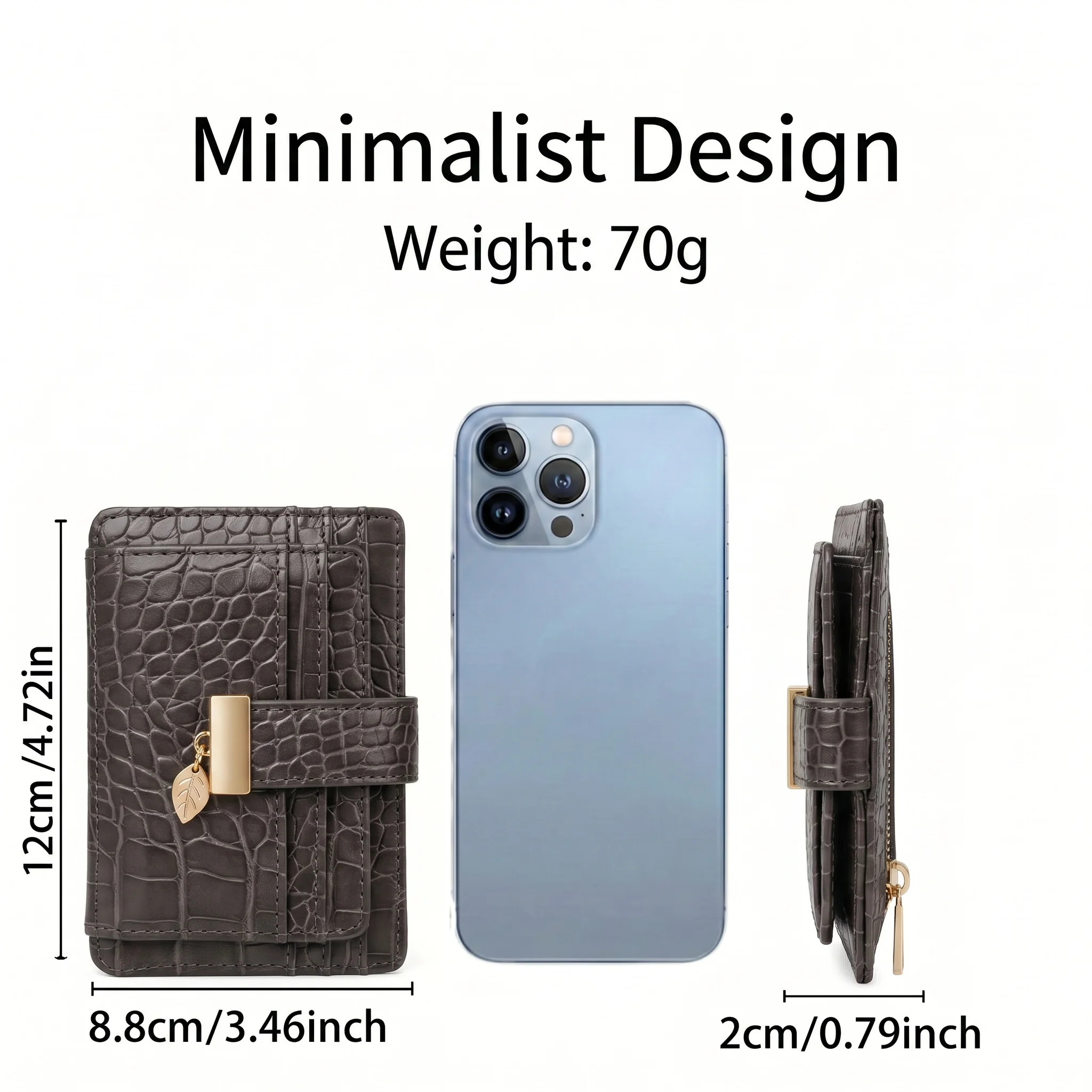 Pomelo Best Wallet for Women Croc RFID Card Holder Multi Slots ID Window Zipper Coin Bag Daily Portable Travel Ladies Mini Purse