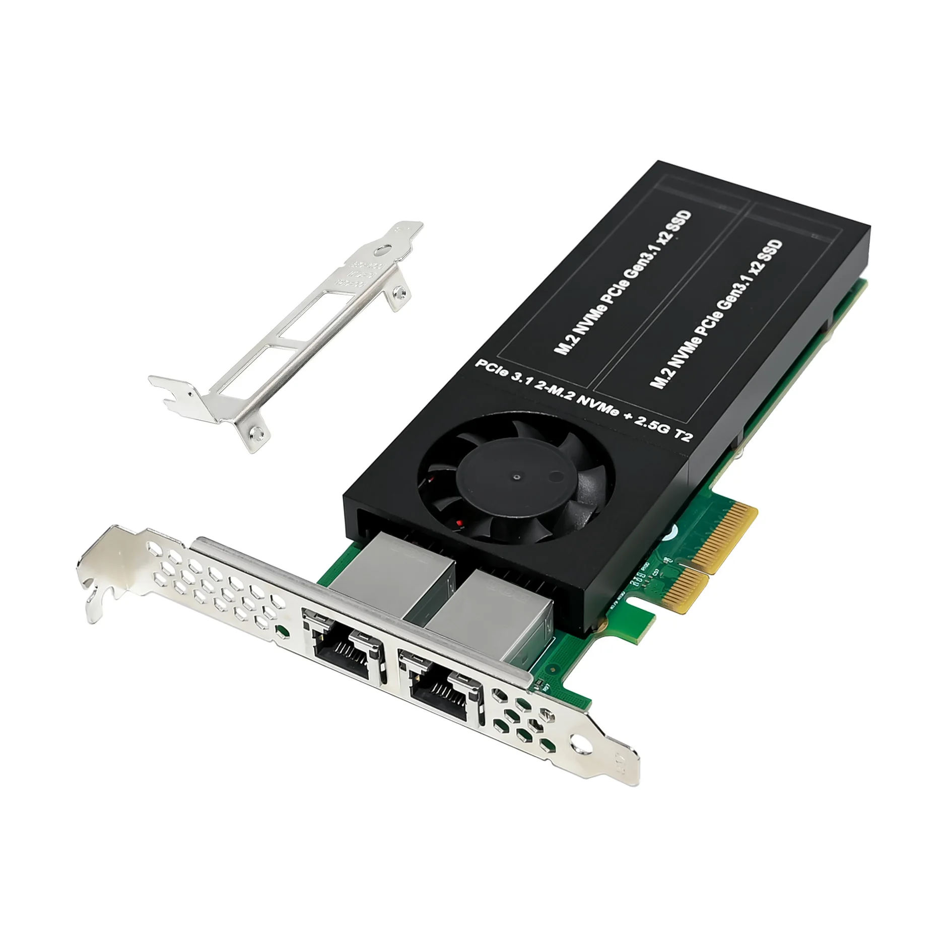 Sunweit ST5114 PCIe X8 ASM2812&I226 2.5G 1000Mbps RJ45 T2 إلى LAN مع محول 2 NVMe SSD #1
