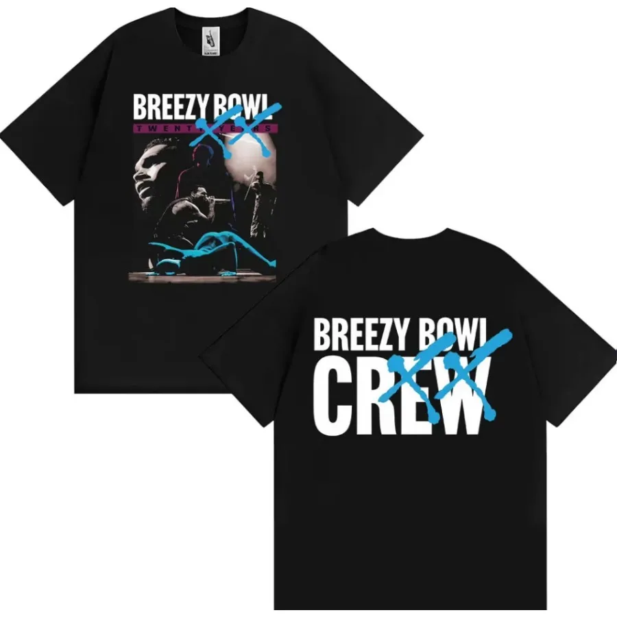 

‎ Chris Brown Breezy Bowl XX Tour Мужская футболка Винтаж 90-х годов High Street Fashion Trend Футболка с коротким рукавом Уличная одежда Y2K Одежда