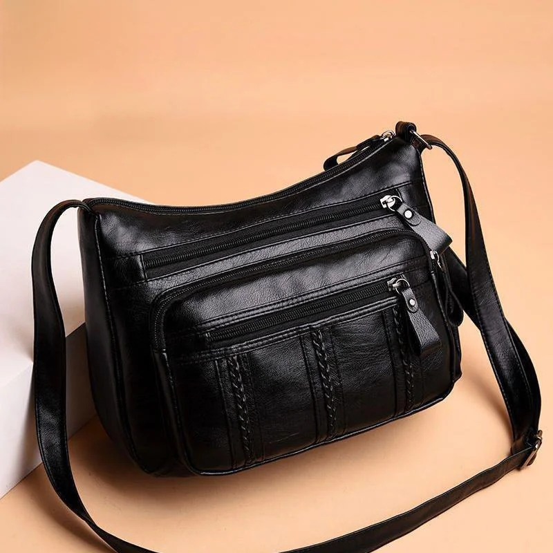 

Soft Leather Single Shoulder Bag Women's Crossbody Purse Vegetable Buying Wallet Multi-Layer Mom Bag New 2026 Fashion
