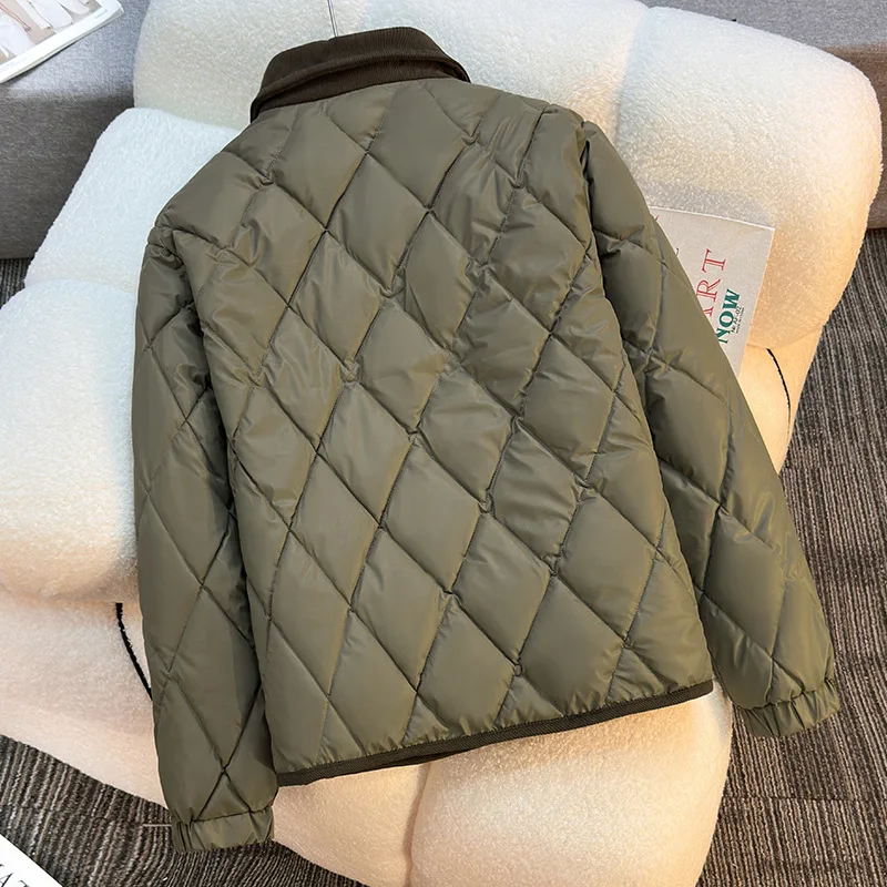 

Женское осенне-зимнее верхнее пальто, хлопковое пальто с ромбовидным узором, цветных блоков, утолщенная флисовая подкладка, простое, удобное, повседневное, облегающее