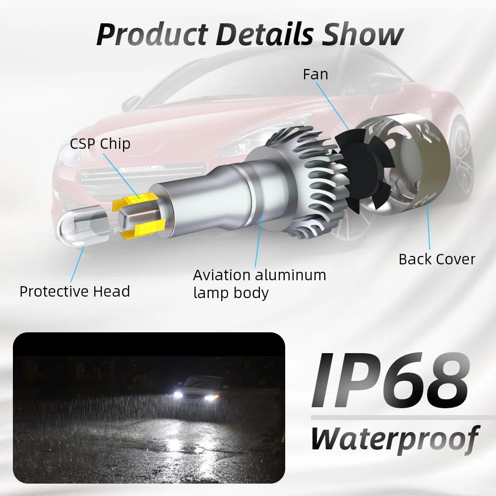 2Pcs H7 H1 30000LM 100W Farol Do Carro Lâmpada 360 H8 LED HB3 HB4 9012 HIR2 D4S H11 9006 9005 Fog Lâmpadas 3000K 4300K 6000K 12V 24V