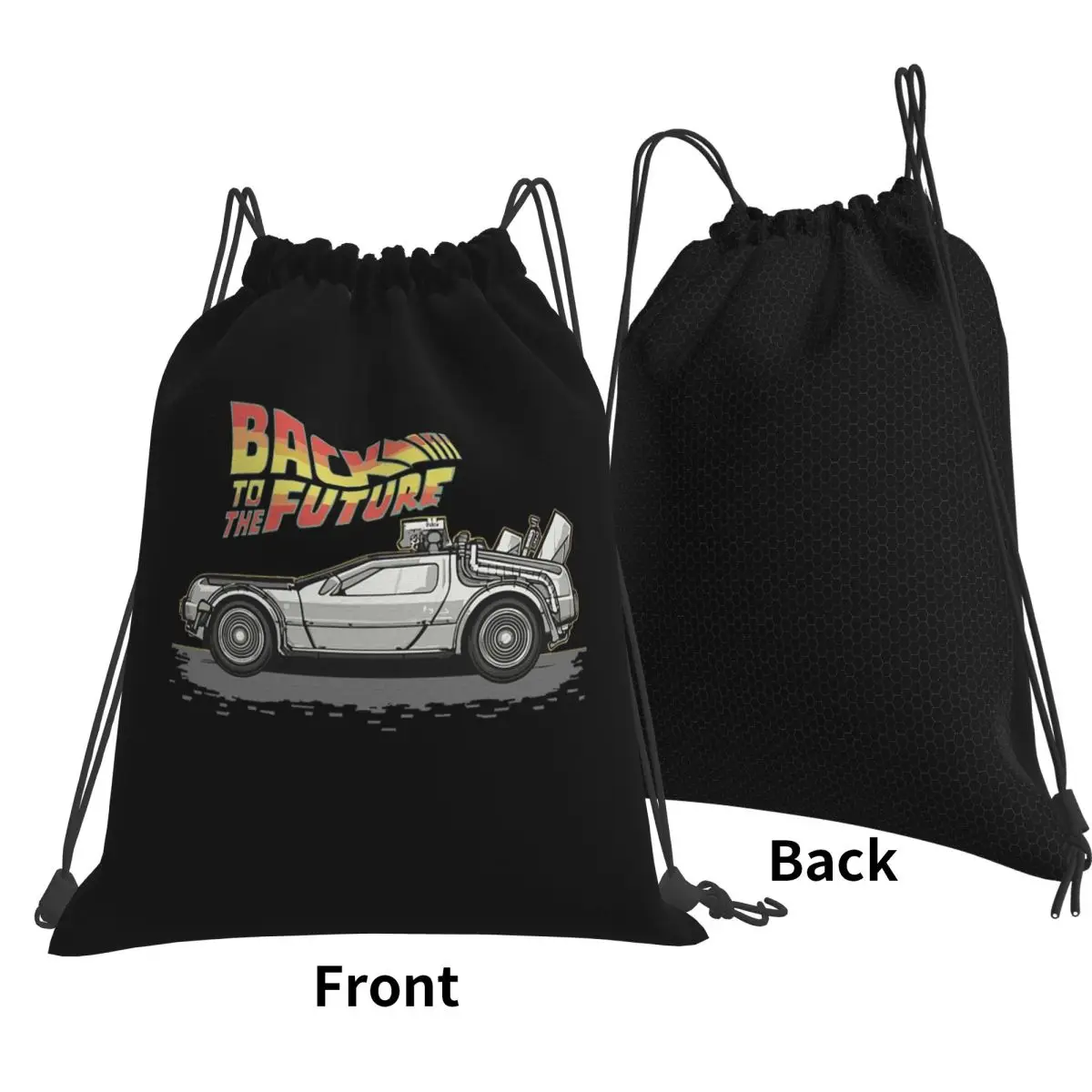 Back To The Future Backpacks Casual Drawstring Bundle Pocket Sports Bag Book Bags for Man Woman School