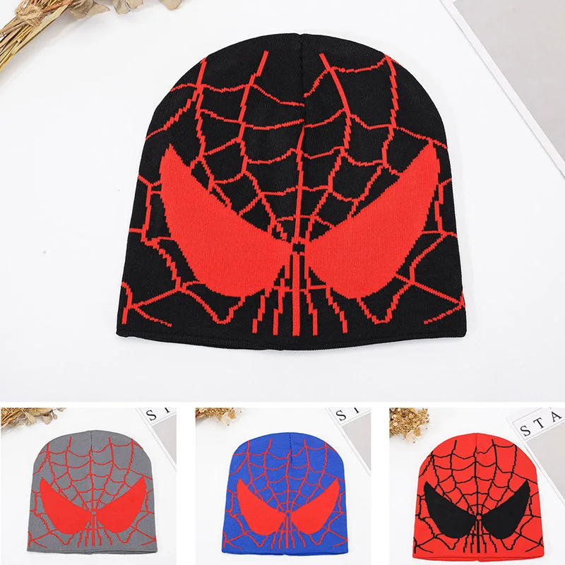 

Cartoon Spider Man Embroidered Beanies Hat Men Women Universal Winter Autunm Warm Knitted Bonnet Cap Hip-Hop Street Cap Gifts