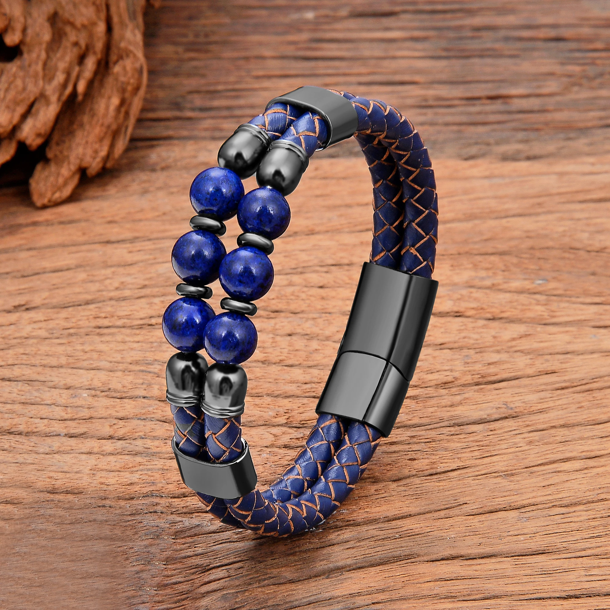 New in Natural Quartz Bracelet for Man Women Stainless Steel Buckle Tiger Eye Stone Beaded Premium Jewelry and Accessories