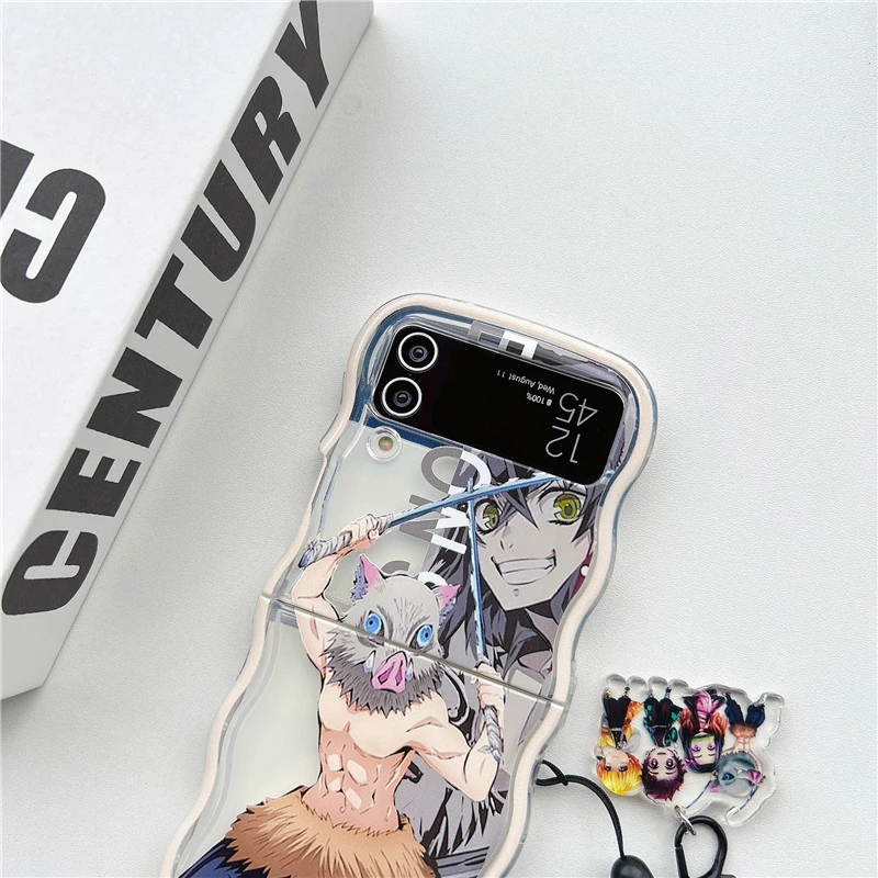 Cute Cartoon Japan Anime Demon Slayer Phone Case For Samsung Galaxy Z Flip 7 6 5 Hard TPU Cover For Z Flip 4 3 With lanyard - view 6