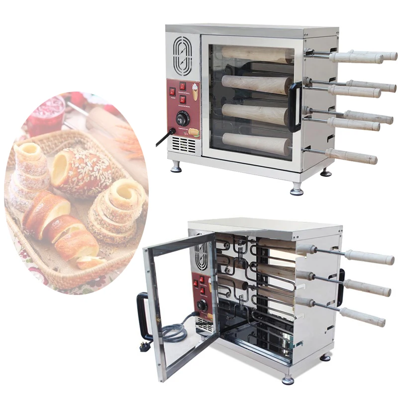 Commercial Rotary Toaster Ice Cream Cake Maker Stainless Steel Chimney Roller Oven