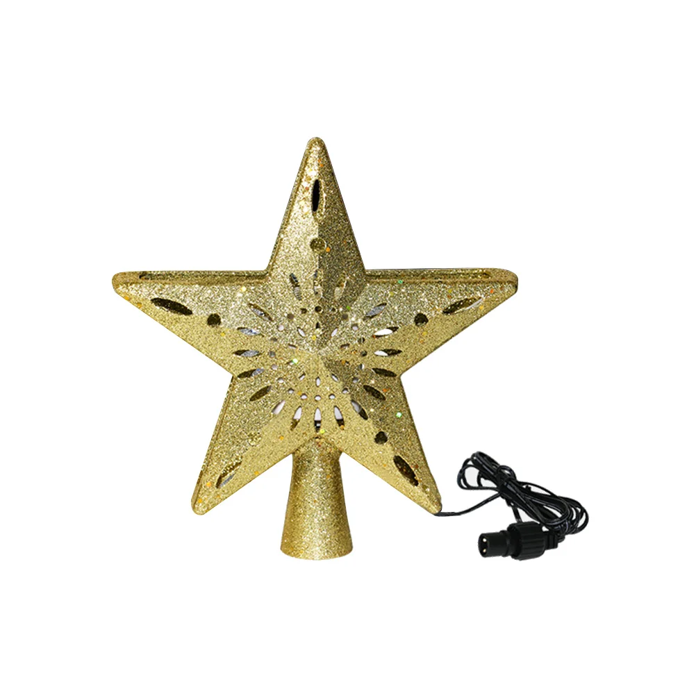 

Decor Christmas Tree Topper Projector Decoration Ornament LED Ornaments Star Golden