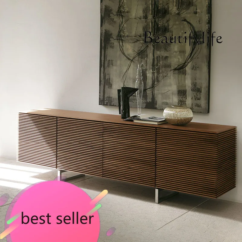 

F North American Black Walnut Wave Side Cabinet All Solid Wood Italian Minimalist Home Decoration Locker