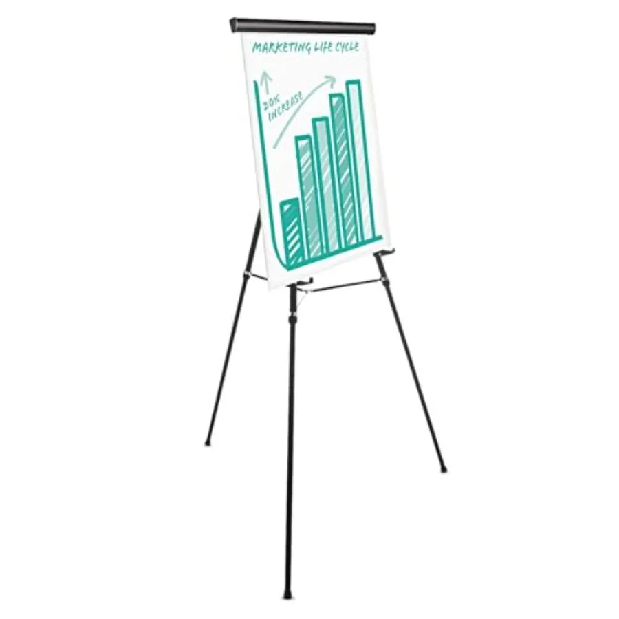 

Easel Stand for Art Studios, Steel, Black, Adjustable Height and Foldable Design