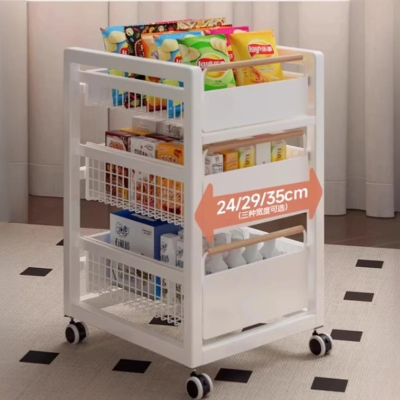 organizers serving Trolley drawer storage living room move four wheel storage cart cream white transport kitchen furniture