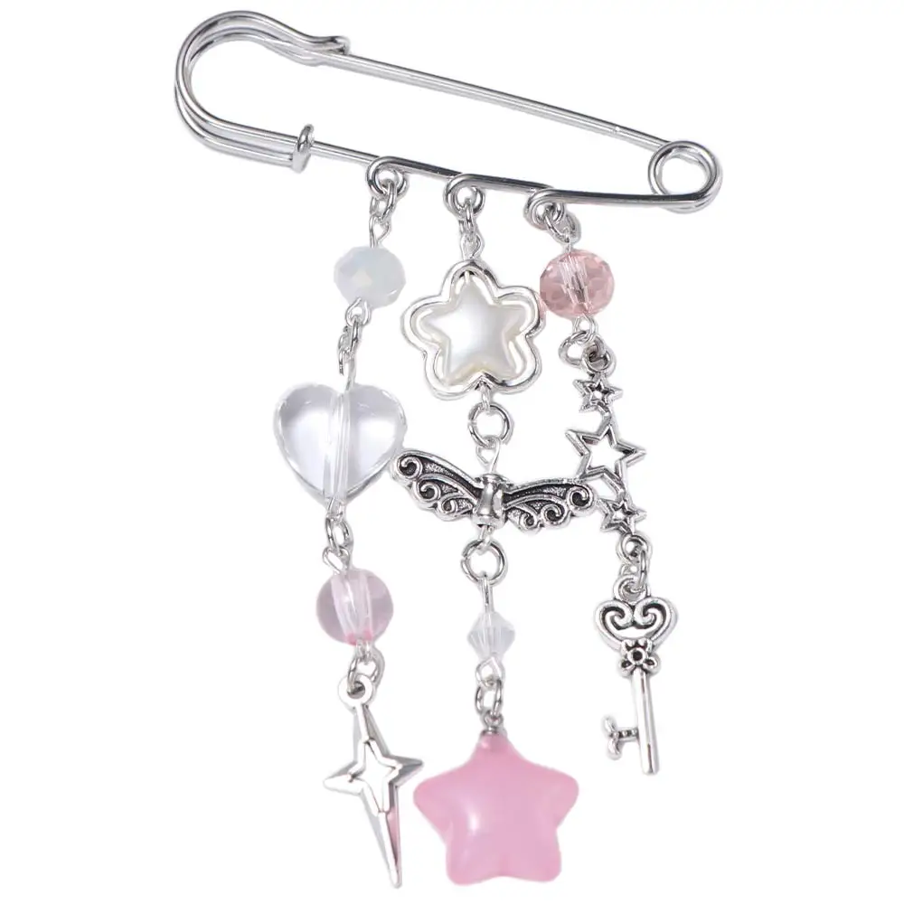 Broche gótico Y2k estético con Clip para bolso, alfiler de seguridad con cuentas, alfileres para bolso, broche con cuentas con cierre único hecho a mano, mochila