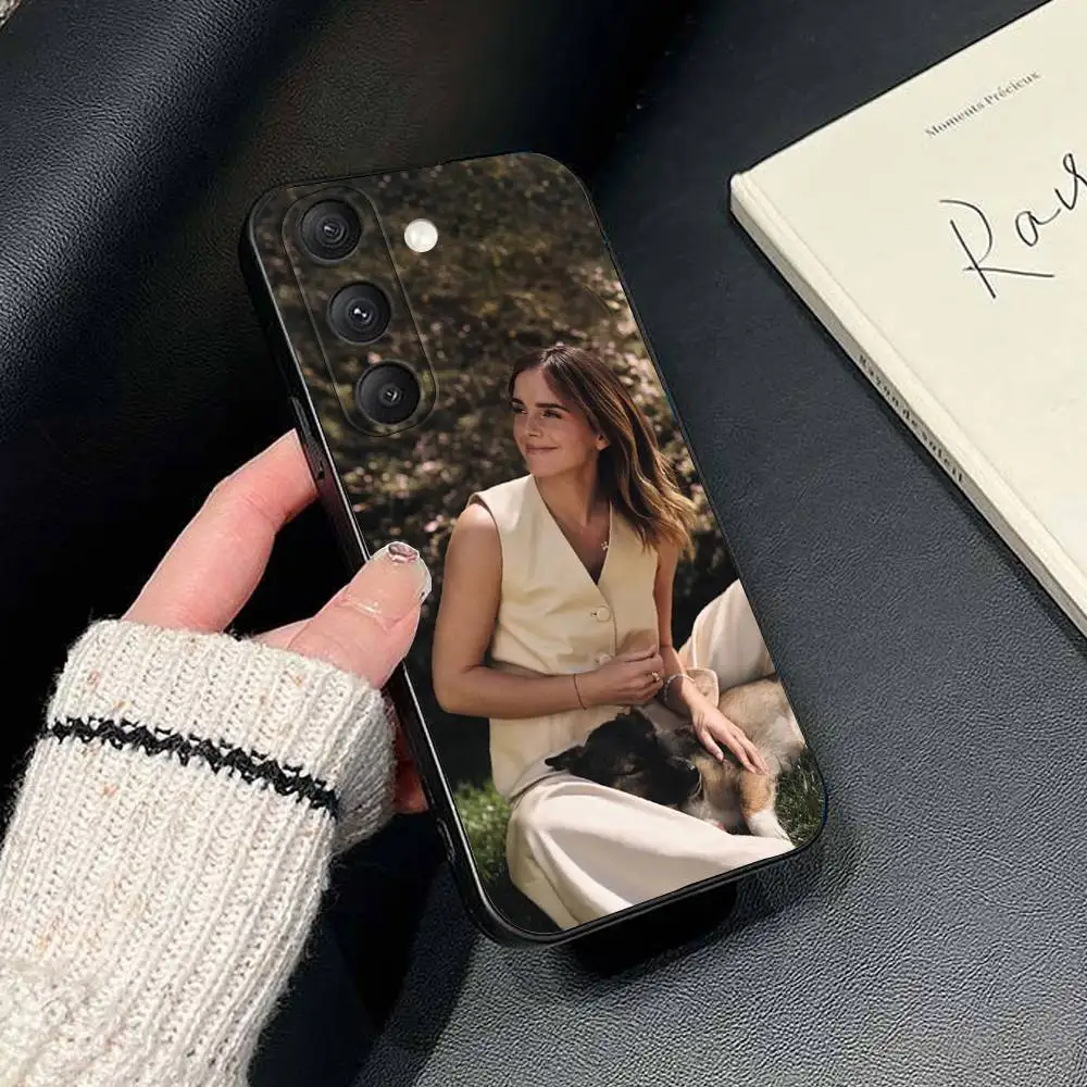 حافظة هاتف الممثلة E-Emma W-Watson لهاتف سامسونج جالاكسي S25، S24، S21، S22، S23، S30، Ultra، S20، Plus، Fe، Lite، Note، 10,9,5G غطاء أسود