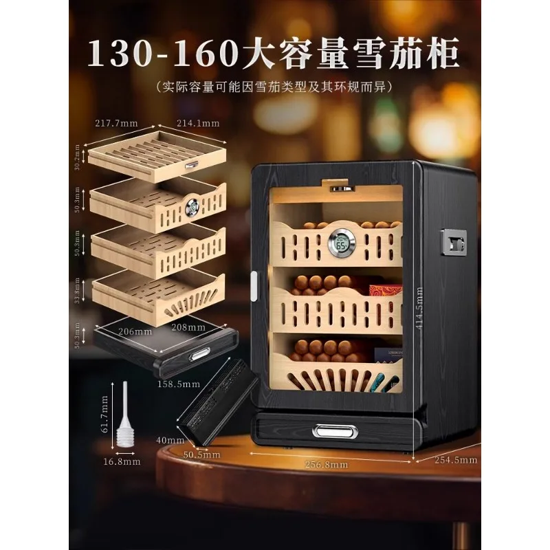 High‑end Mini Cigar Humidor Box, Large‑Capacity Cedar Wood 4‑Layer Cigar Storage Cabinet for Cigar Aging