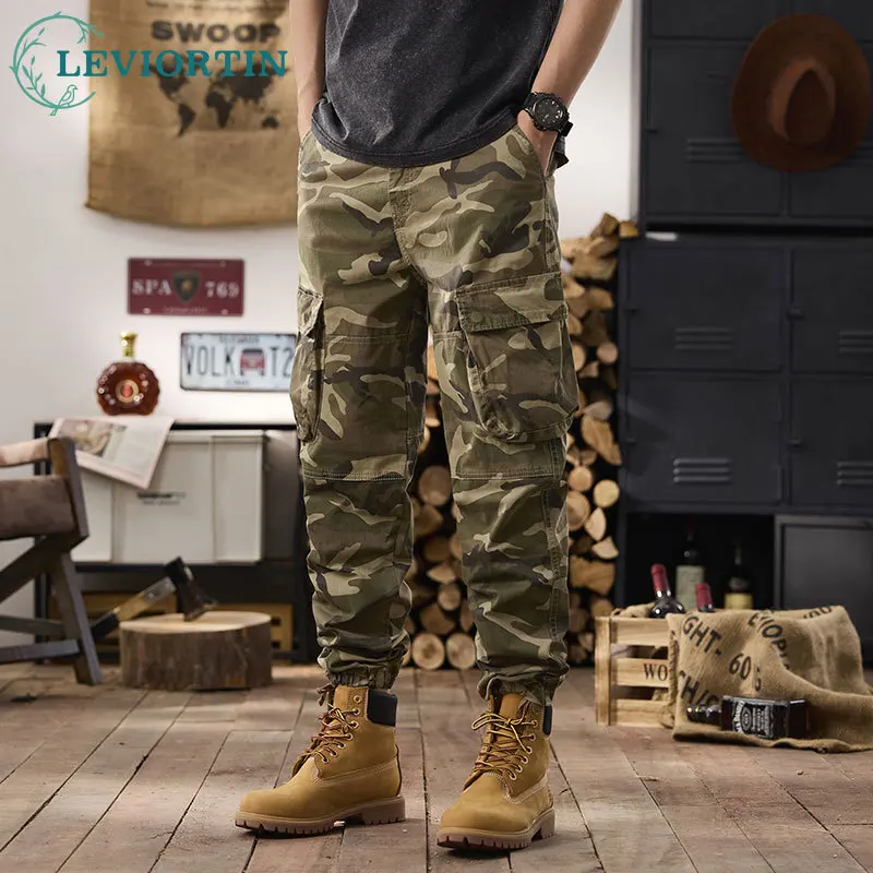 

Мужская рабочая одежда, брюки, американская уличная одежда, брюки-карго с несколькими карманами, высокое качество, повседневные камуфляжные прямые брюки в стиле Харадзюку, мужские