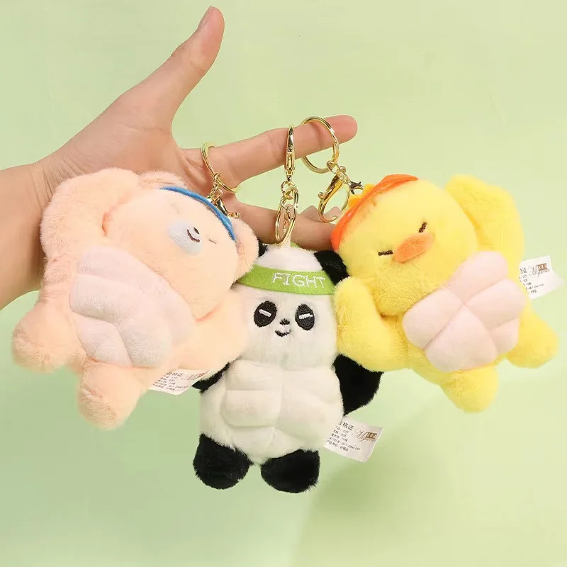 Muñeco de peluche de Animal musculoso de energía divertida, llavero de dibujos animados de Hércules, Rana, oso, perro, pato, mochila colgante, accesorios creativos, nuevo