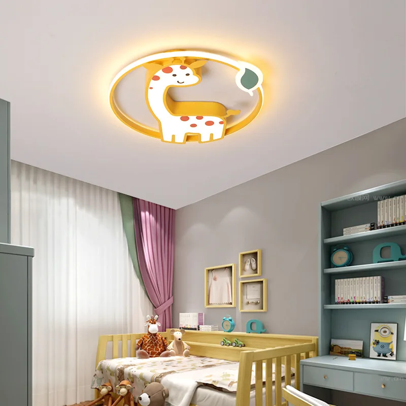 Nordic giraffe ceiling light Bedroom Cartoon remote ceiling lights Nordic Bedroom kawaii room decor Girl children room light