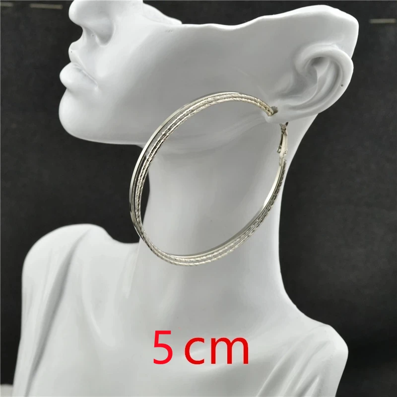 clipped on ears Women\'s earrings with no piercings No pain big circle 5cm round New Fashion casual Young Exaggerated personality