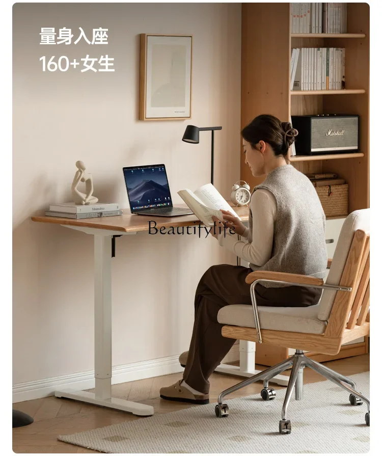 

2 yj15 Solid Wood Desk for Home Study Office Computer Desk with Electric Lift