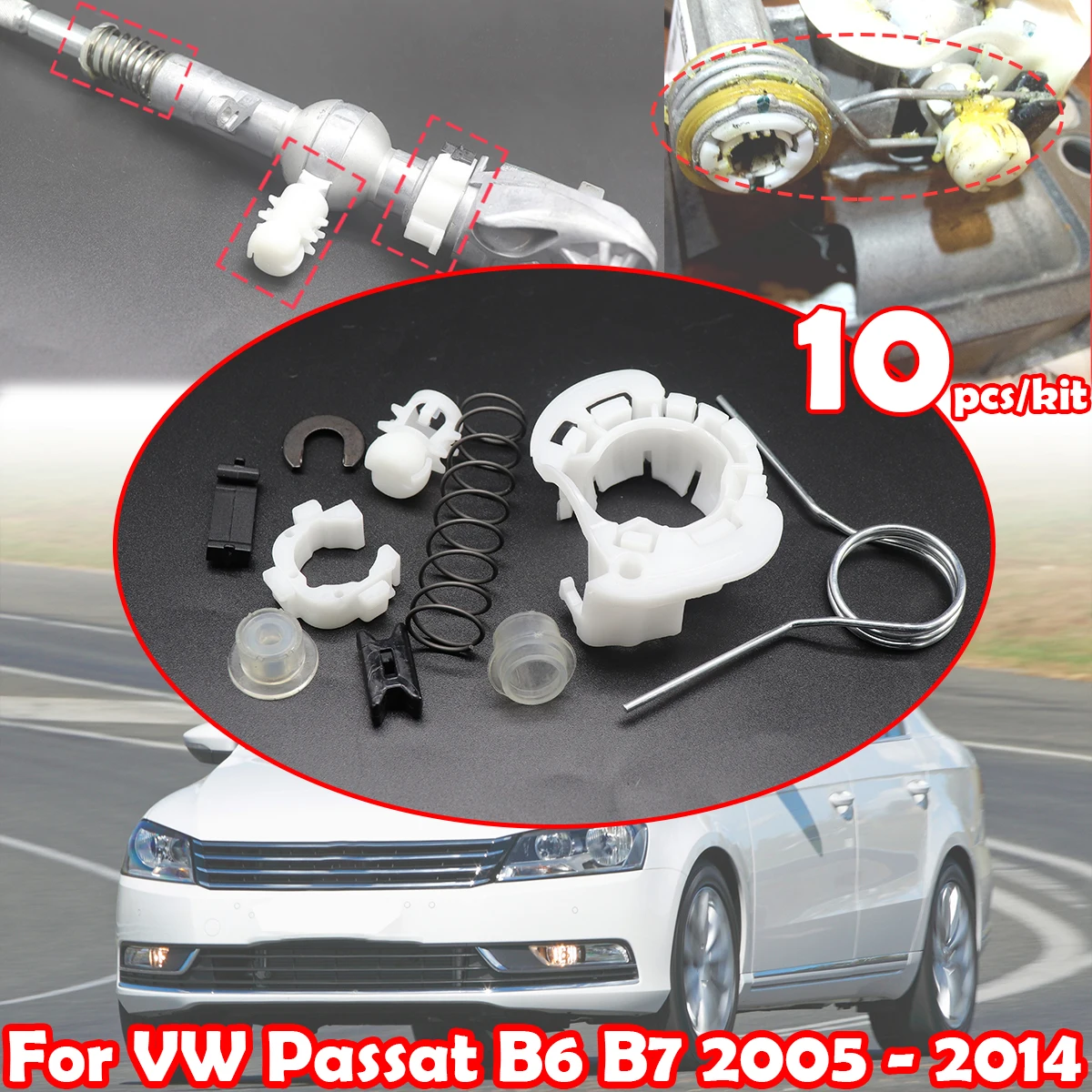 

For VW Passat B6 B7 2005 -2014 Gear Shifter Selector Lever Shaft Gear Stick Spring Bushing Shift Issue Fix Linkage End Gearstick