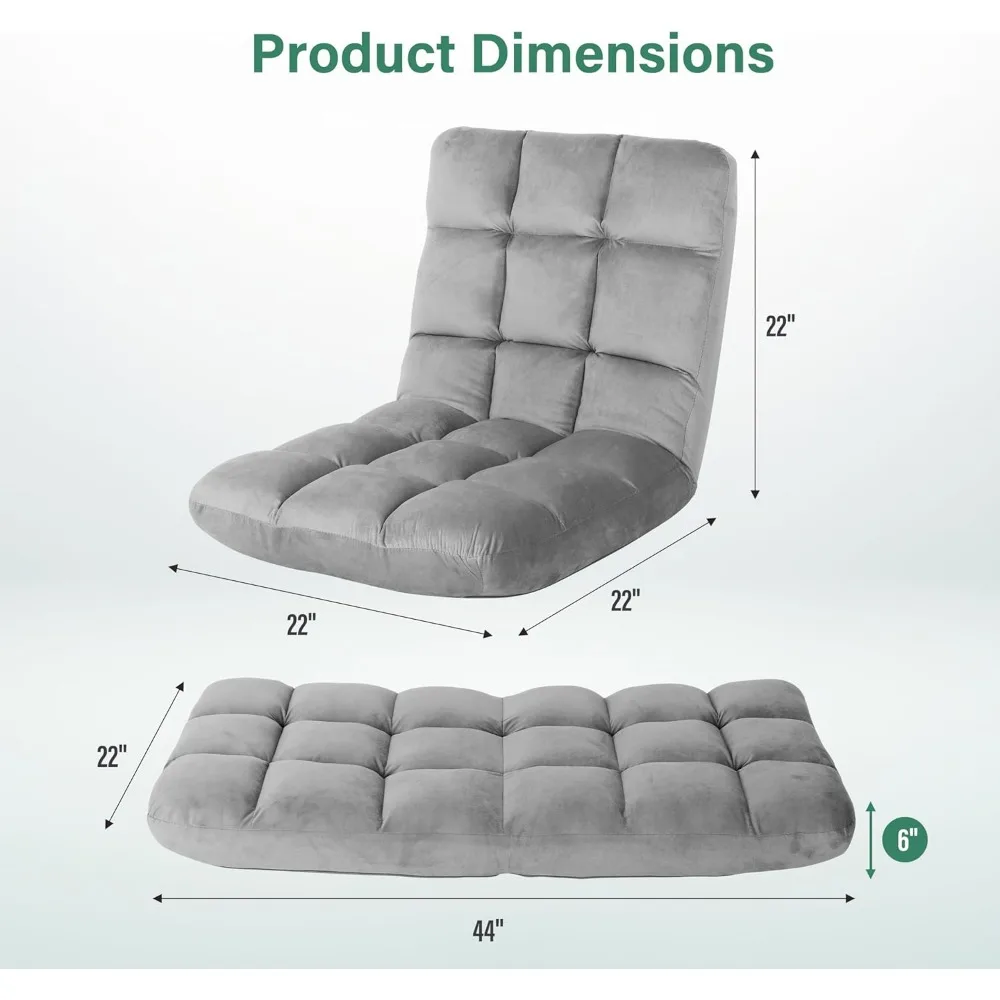 Floor Chair with Back Support Meditation Chair, Folding Sofa Seat with 14 Adjustable Position