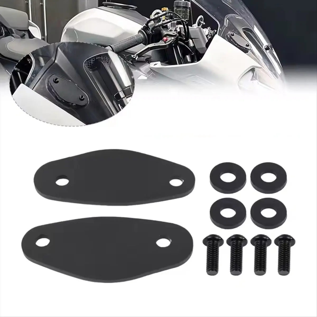 Compatible Motorcycle Mirror Block Off Base Plate Cover for CFMOTO 675SR-R 675SR 675SS 2024 2025 Side Mirror Plug