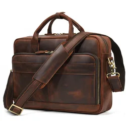 Bolso de mensajero Vintage para hombre y mujer, maletín ejecutivo de cuero genuino, color negro, marrón, café, A4, grano superior, 14 pulgadas, M3319