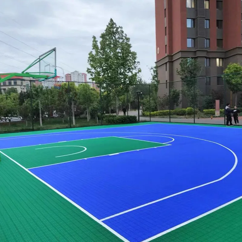 Beable Create Your Home Backyard Dream Court Customizable Outdoor Basketball Flooring With Logo White Lines