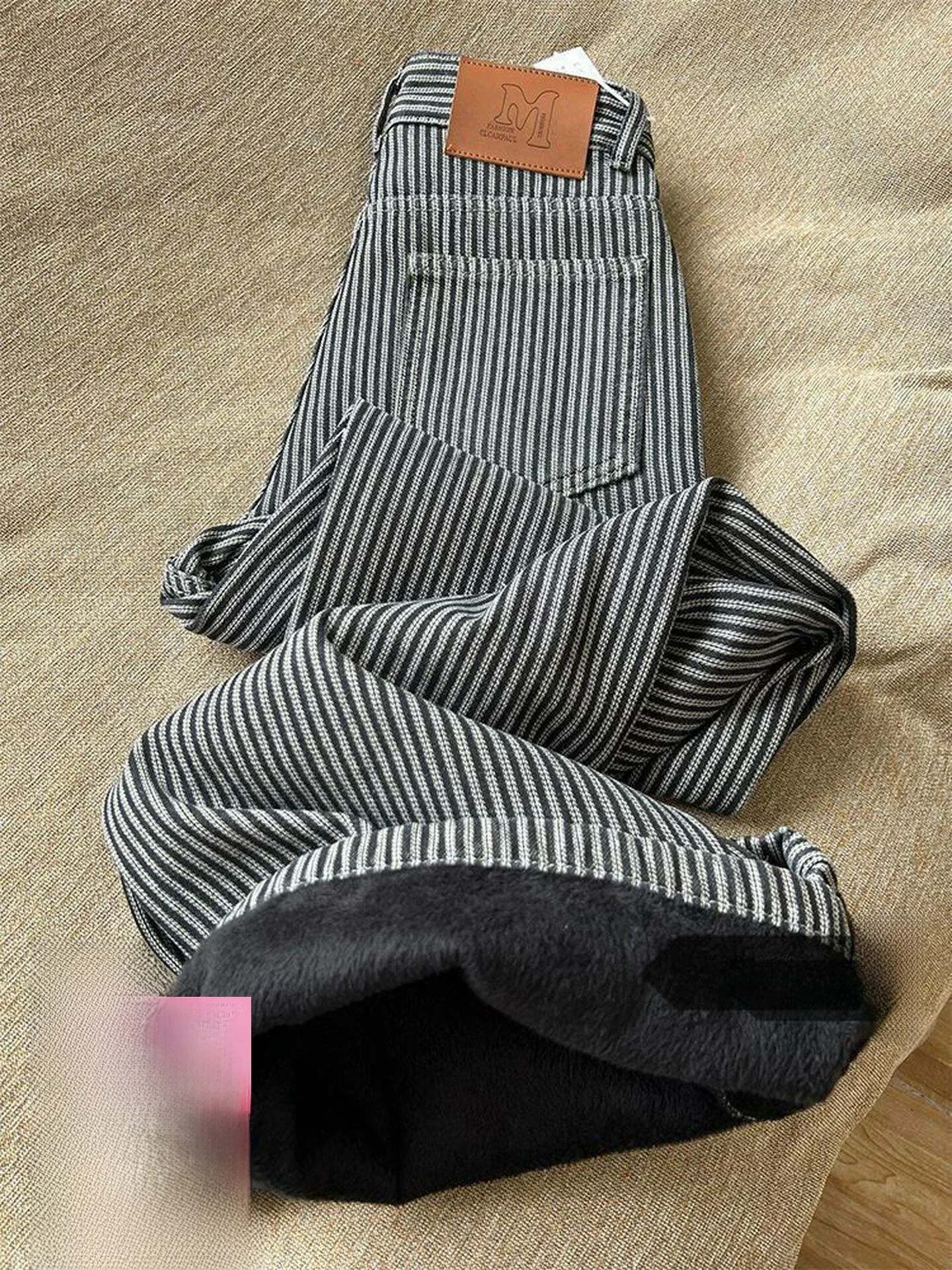 

High Waist Wide Leg Thin Denim Jeans Women's Summer New Loose Floor-Length Striped Retro American Style plus Size Jeans