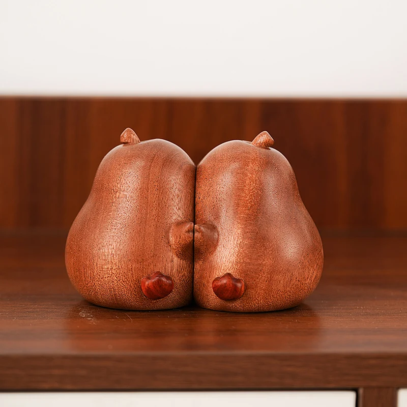 Hugging Duck Bookends Solid Wood Cute Animal Book Holder for Study Wine Cabinet Desktop Decor Unique Housewarming Birthday Gift