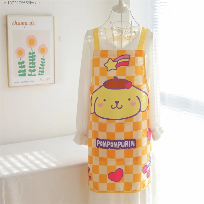 Sanrio Hello Kitty Melody Kuromi Pachacco Cartoon Household Apron Anime Cinnamoroll Adjustable Kitchen Cooking Apron Clean Apron