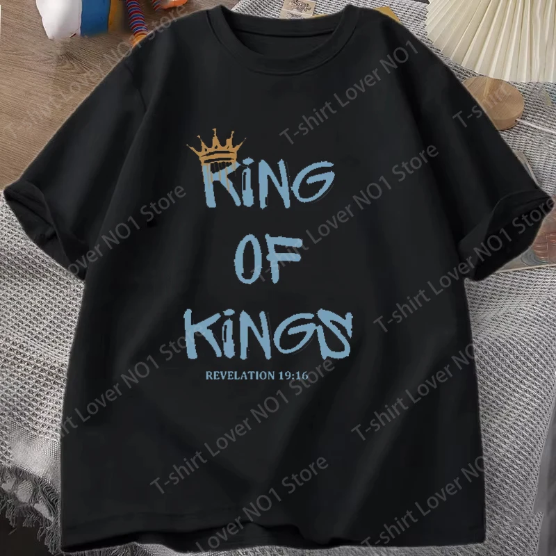

Hot Funny King of Kings T-Shirt Christian Clothing Religious Gift for Men Women Jesus Christ Streetwear Faith Short Sleeve Tees