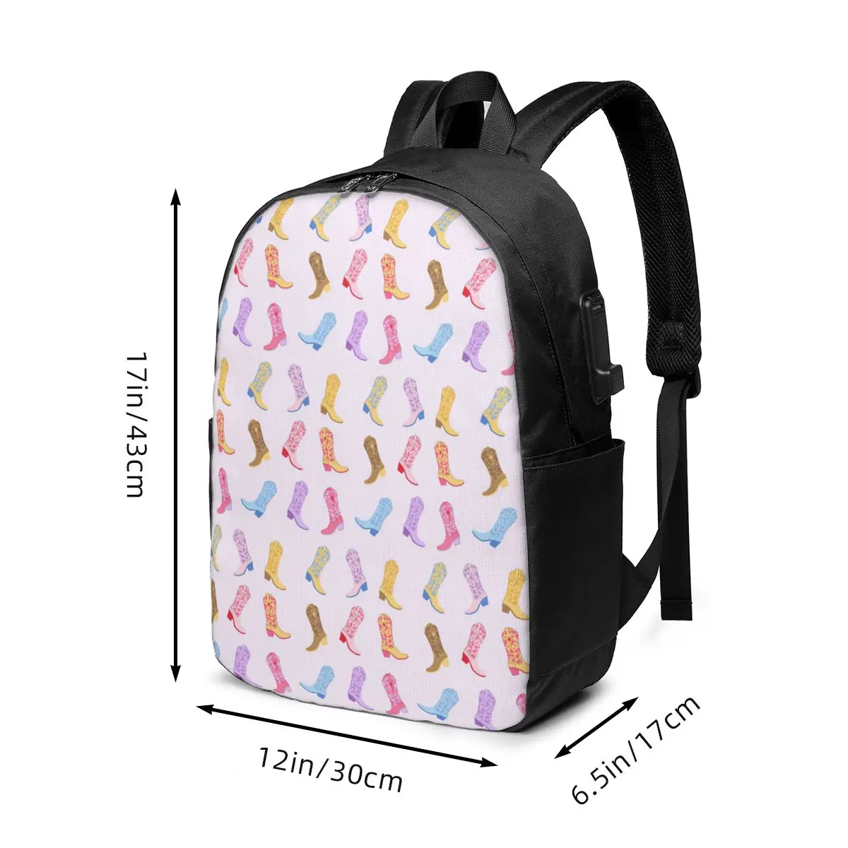 Western Style Boot Pattern Backpack Travel Notebook Bag Computer College Student School Bag Laptop Shoulder Bags for Men Women
