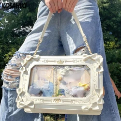 2024 New Women Y2k Aesthetic Bow Crossbody Bag Luxury Design Sweet Y2k Preppy Ita Bags Fashion Ins Transparent Shoulder Handbags