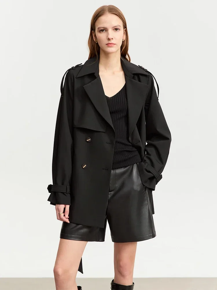 

AMII Trench Coat Woman 2025 Autumn New Double-breasted Versatile Outerwear with Belt Medium-long Straight Jackets Female12343395