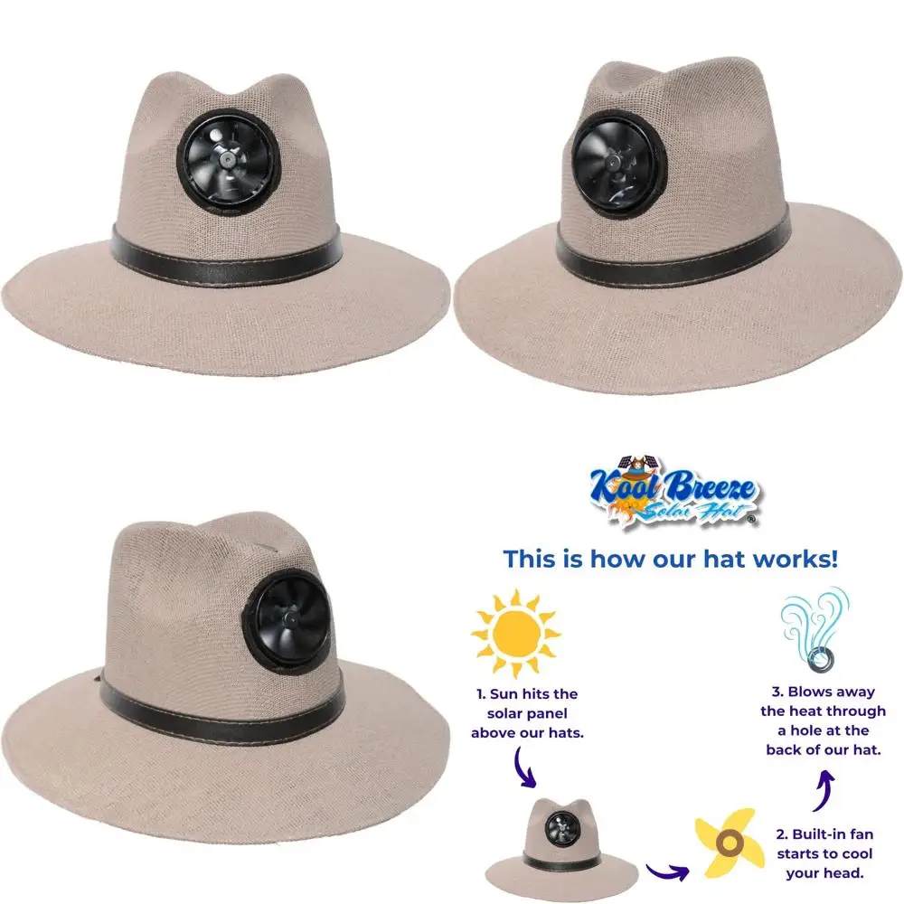 

Men's Panama Style Straw Hat with Solar Powered Fan and Band - Sun Hat for Outdoor Cooling