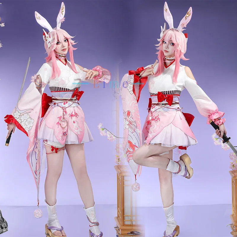 Game Honkai Star Rail Evanescia Cosplay Costume Women Sexy Kimono Dress with Headwear Halloween Party Uniforms Custom Made
