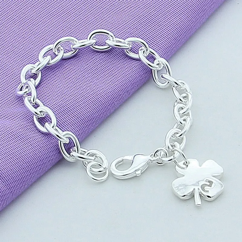 Top Quality 925 Sterling Silver Bracelet Four Clover Charm Bracelet & Bangles For Women Jewelry Wholesale