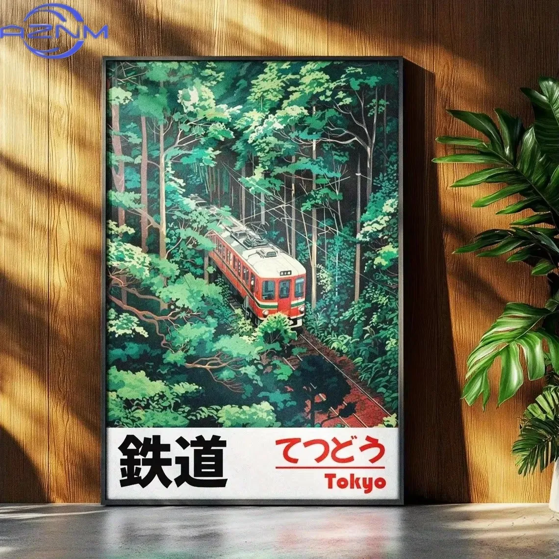 Japanese Tokyo Lifestyle - لوحة قماشية بتصميم منظر سكة حديد