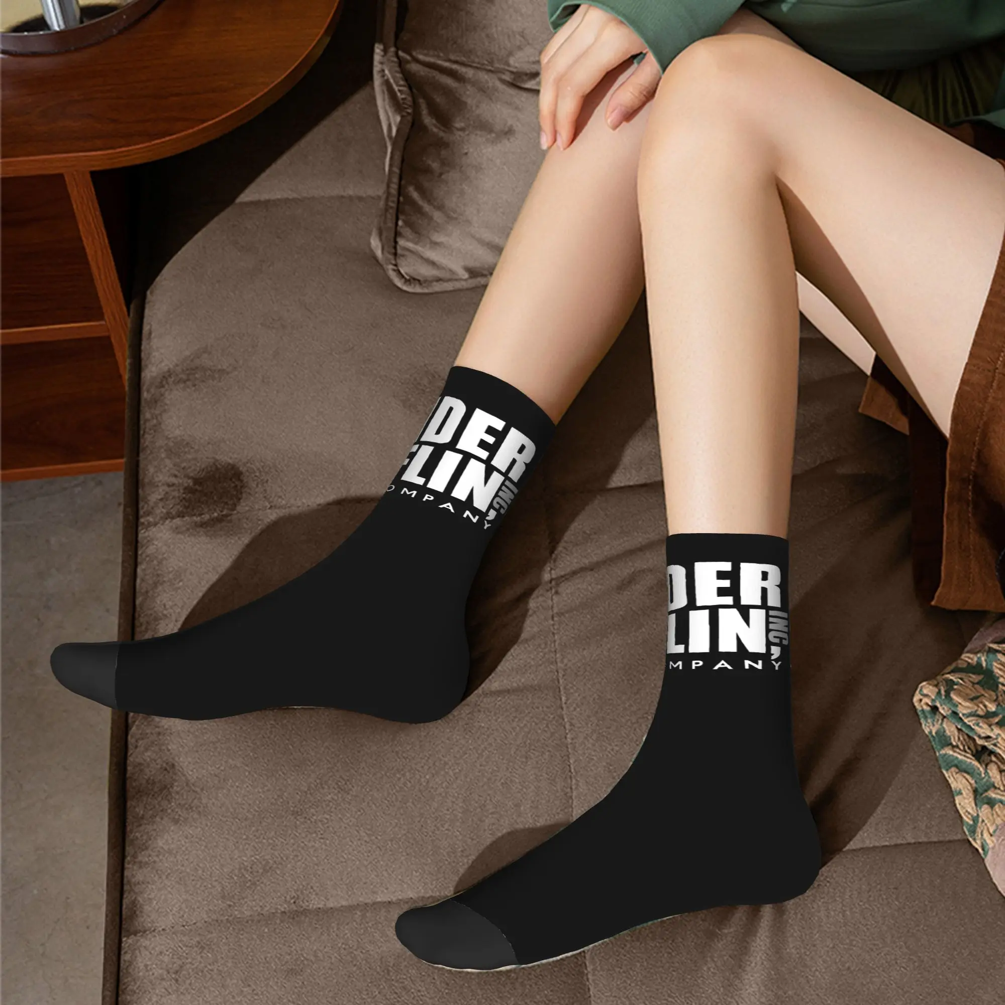 Custom Cool Mens The Office TV Show Dunder Mifflin Paper Company Dress Socks Unisex Warm Comfortable 3D Printing  Crew Socks view 6