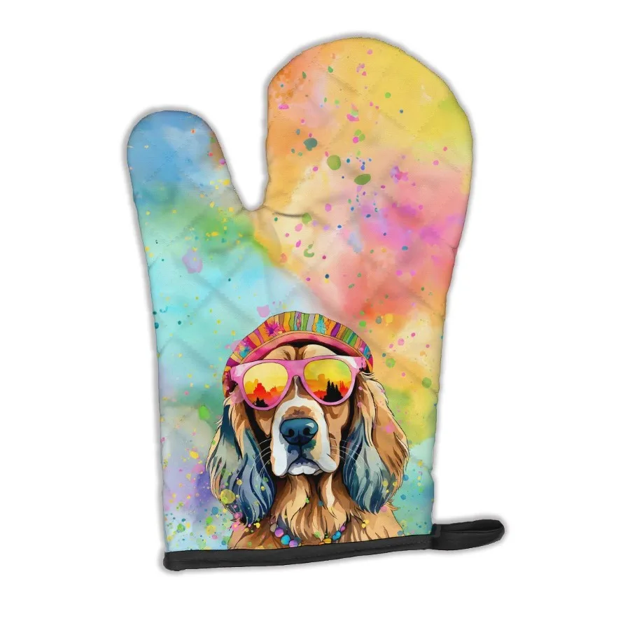 

Cocker Spaniel Hippie Dawg Oven Mitt Heat Resistant Thick Oven Mitt for Hot Pans and Oven Kitchen Mitt Protect Hands Cooking Ba