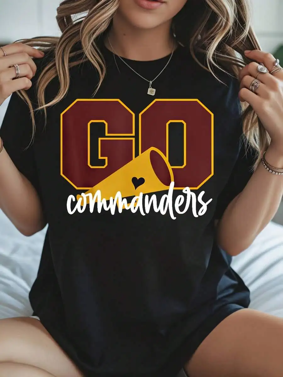 Go Commanders Football Team Spirit Graphic, Game Day And Sports Season, Casual Wear And Stadium Event, Women And Girls Fans