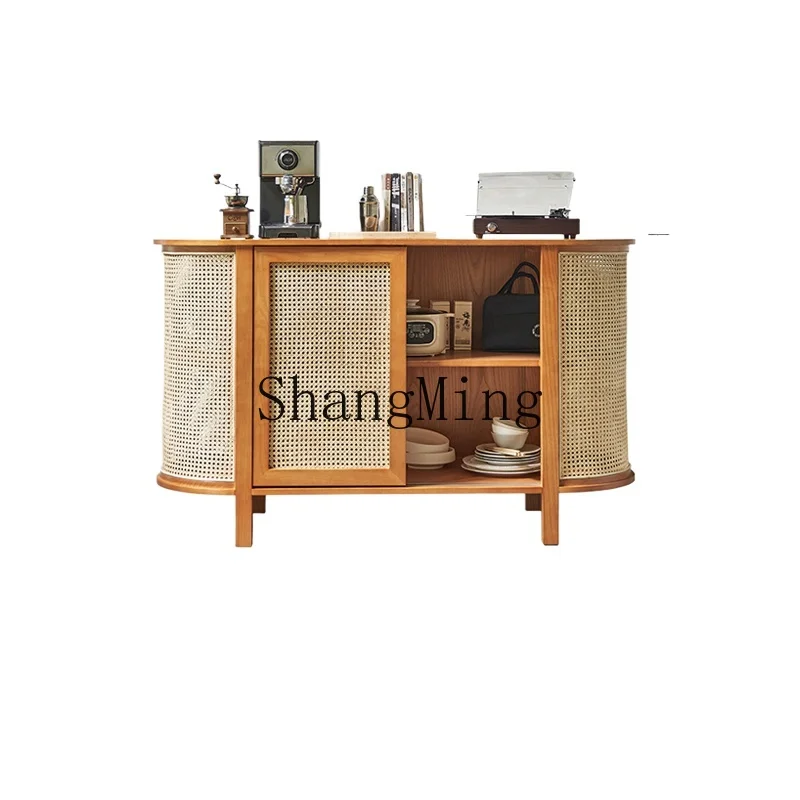 

ZYH ротанг у стены, современный простой шкаф для телевизора в гостиной, бытовой шкафчик для хранения из цельного дерева